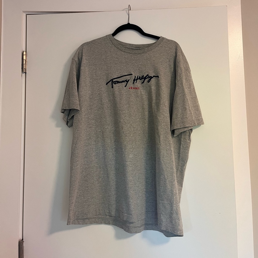 Tommy Hilfiger Heather Gray Script Logo Tee